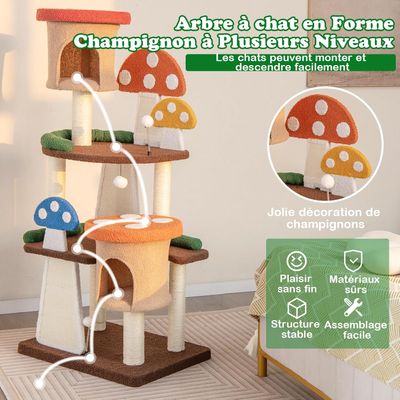 GIANTEX Arbre à Chat de Champignon pour Chaton avec Poteau en Sisal