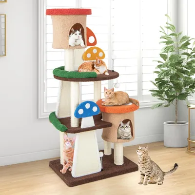 GIANTEX Arbre à Chat de Champignon pour Chaton avec Poteau en Sisal