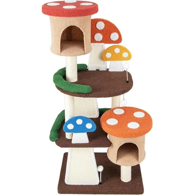 GIANTEX Arbre à Chat de Champignon pour Chaton avec Poteau en Sisal