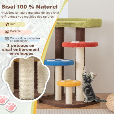 GIANTEX Arbre à Chat de Champignon pour Chaton avec Poteau en Sisal