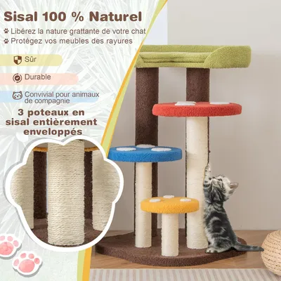 GIANTEX Arbre à Chat de Champignon pour Chaton avec Poteau en Sisal