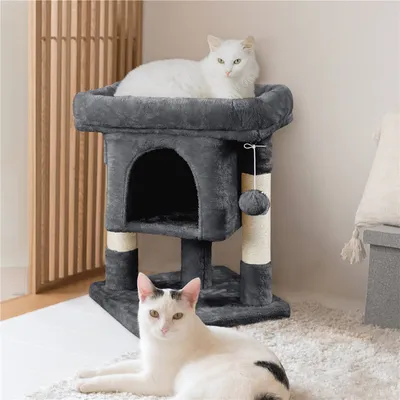 Arbre à Chat Design Avec Niche Et Plate-forme Arbre-griffoir Hauteur 59cm