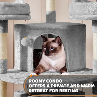 Yaheetech Arbre à chat Confort Agréable Gris Clair