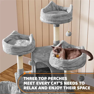 Yaheetech Arbre à chat Confort Agréable Gris Clair