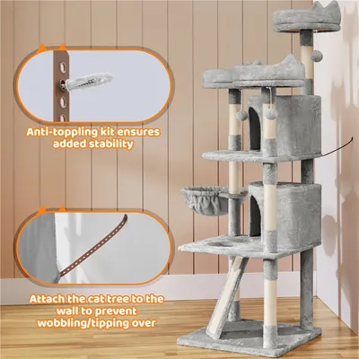 Yaheetech Arbre à chat Confort Agréable Gris Clair