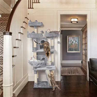 Yaheetech Arbre à chat Confort Agréable Gris Clair