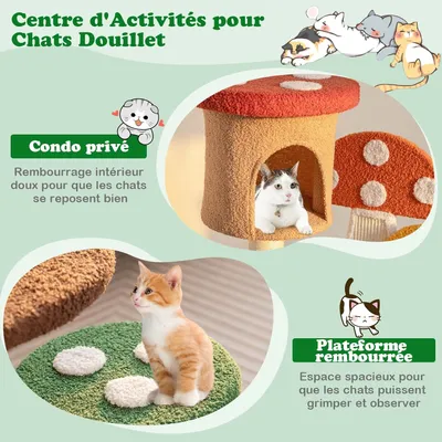 GIANTEX Arbre à Chat de Champignon pour Chaton avec Poteau en Sisal