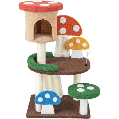 GIANTEX Arbre à Chat de Champignon pour Chaton avec Poteau en Sisal