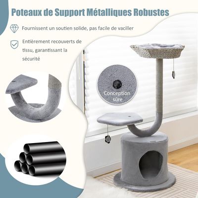 GIANTEX Arbre à Chat 106cm - Design Incurvé - Planche à Gratter en Sisal