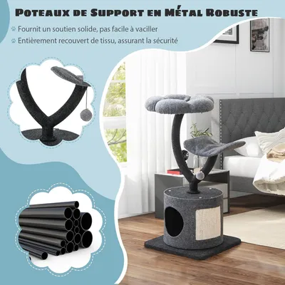 GIANTEX Arbre à Chat 88cm - Design Incurvé - Planche à Gratter en Sisal