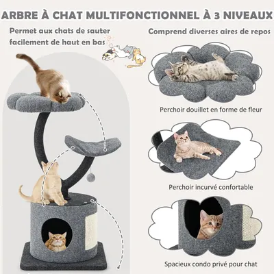 GIANTEX Arbre à Chat 88cm - Design Incurvé - Planche à Gratter en Sisal