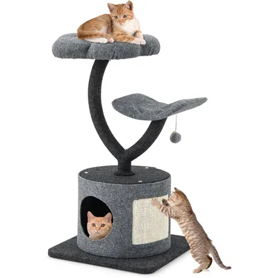 GIANTEX Arbre à Chat 88cm - Design Incurvé - Planche à Gratter en Sisal