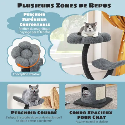 GIANTEX Arbre à Chat 88cm - Design Incurvé - Planche à Gratter en Sisal