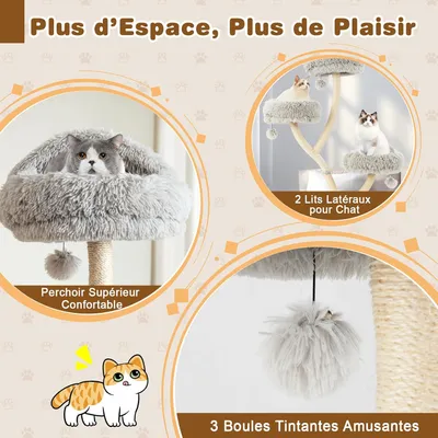 GIANTEX Arbre à Chat Moderne 178cm - Design Incurvé - Griffoirs en Sisal GIANTEX Arbre à Chat Moderne 178cm - Design Incurvé - Griffoirs en Sisal