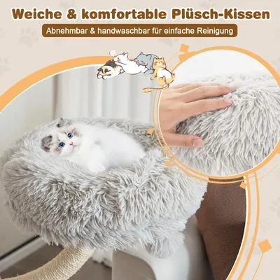 GIANTEX 178cm Kratzbaum groß,Katzenbaum mit 3 warmen Liegeflächen