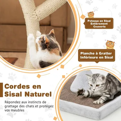 GIANTEX Arbre à Chat Moderne 178cm - Design Incurvé - Griffoirs en Sisal GIANTEX Arbre à Chat Moderne 178cm - Design Incurvé - Griffoirs en Sisal