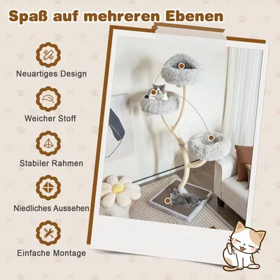 GIANTEX 178cm Kratzbaum groß,Katzenbaum mit 3 warmen Liegeflächen