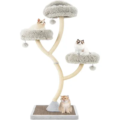 GIANTEX Arbre à Chat Moderne 178cm - Design Incurvé - Griffoirs en Sisal