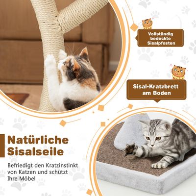 GIANTEX Moderner Kratzbaum 178cm–Geschwungenes Design–Sisal-Kratzflächen