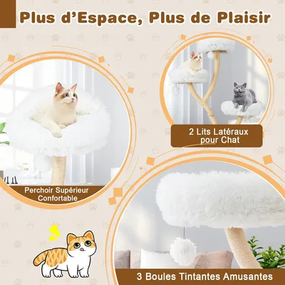 GIANTEX Arbre à Chat Moderne 178cm - Design Incurvé - Griffoirs en Sisal