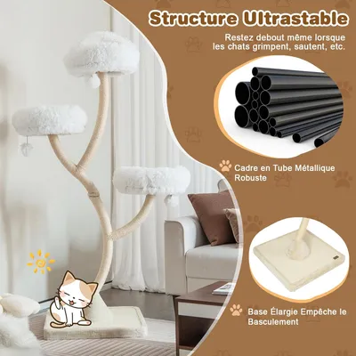 GIANTEX Arbre à Chat Moderne 178cm - Design Incurvé - Griffoirs en Sisal