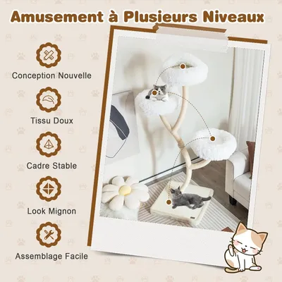 GIANTEX Arbre à Chat Moderne 178cm - Design Incurvé - Griffoirs en Sisal