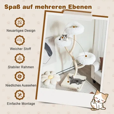 GIANTEX Moderner Kratzbaum 178cm–Geschwungenes Design–Sisal-Kratzflächen GIANTEX Moderner Kratzbaum 178cm–Geschwungenes Design–Sisal-Kratzflächen