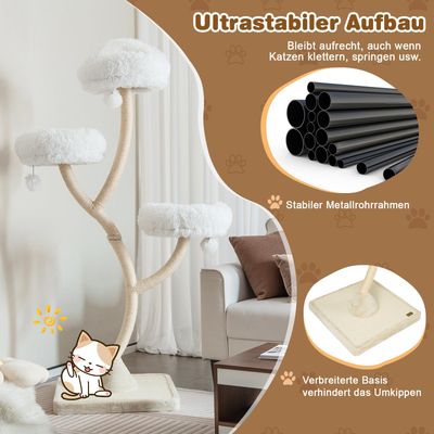 GIANTEX Moderner Kratzbaum 178cm–Geschwungenes Design–Sisal-Kratzflächen