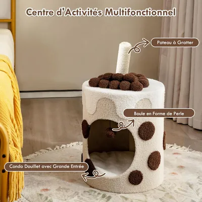 GIANTEX Arbre à Chat Boba Tea Cup 67cm, Griffoir, Balle Suspendue, Moderne