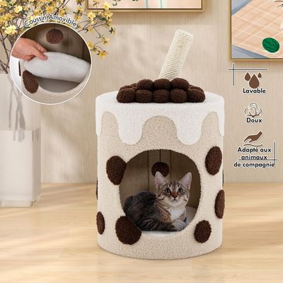 GIANTEX Arbre à Chat Boba Tea Cup 67cm, Griffoir, Balle Suspendue, Moderne