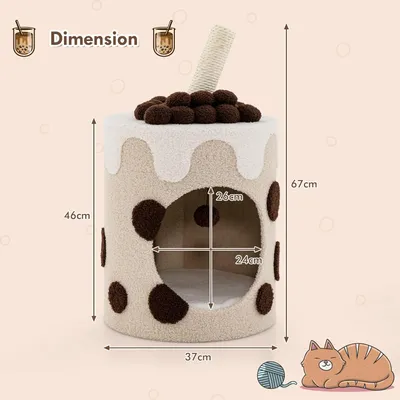 GIANTEX Arbre à Chat Boba Tea Cup 67cm, Griffoir, Balle Suspendue, Moderne