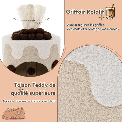 GIANTEX Arbre à Chat Boba Tea Cup 67cm, Griffoir, Balle Suspendue, Moderne