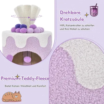 GIANTEX Kratzbaum Boba Tea Cup 67 cm, Kratzfläche, Hängender Ball, Modern GIANTEX Kratzbaum Boba Tea Cup 67 cm, Kratzfläche, Hängender Ball, Modern