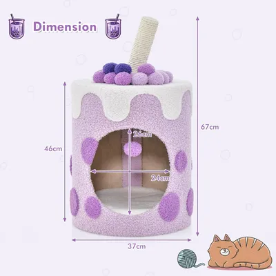 GIANTEX Arbre à Chat Boba Tea Cup 67cm, Griffoir, Balle Suspendue, Moderne