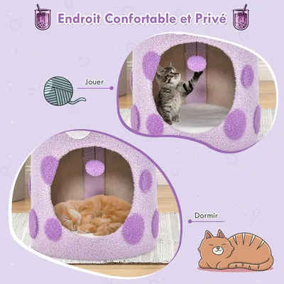 GIANTEX Arbre à Chat Boba Tea Cup 67cm, Griffoir, Balle Suspendue, Moderne