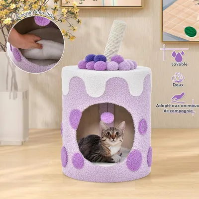 GIANTEX Arbre à Chat Boba Tea Cup 67cm, Griffoir, Balle Suspendue, Moderne