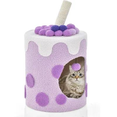 GIANTEX Arbre à Chat Boba Tea Cup 67cm, Griffoir, Balle Suspendue, Moderne