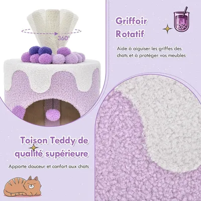 GIANTEX Arbre à Chat Boba Tea Cup 67cm, Griffoir, Balle Suspendue, Moderne