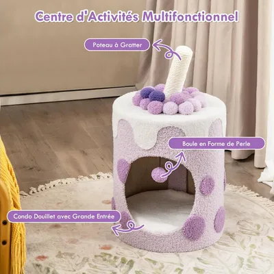 GIANTEX Arbre à Chat Boba Tea Cup 67cm, Griffoir, Balle Suspendue, Moderne