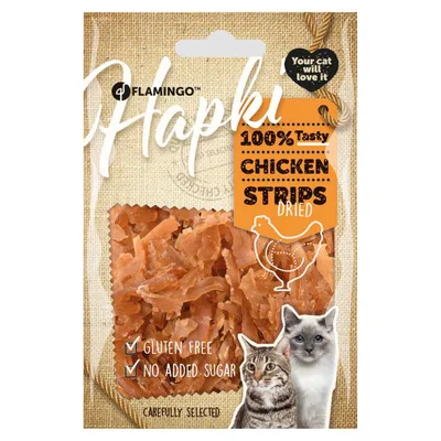 Flamingo - Friandise lamelles de poulet Hapki pour chat 50 g sans gluten Flamingo - Friandise lamelles de poulet Hapki pour chat 50 g sans gluten