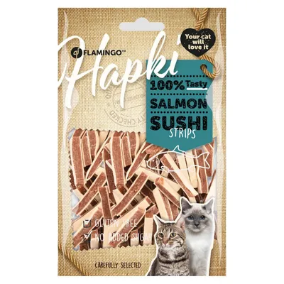 Flamingo - Friandise Hapki  saumon lamelles de sushi pour chat 85 g sans gl