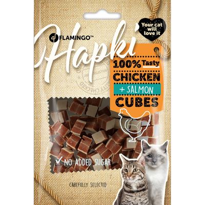 Friandises Hapki Petits blocs avec poulet et saumon 50 g pour chat
