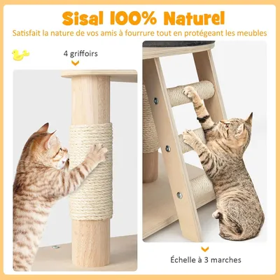 GIANTEX Arbre à Chats 161CM - Colonnes à Gratter - Perchoir Supérieur