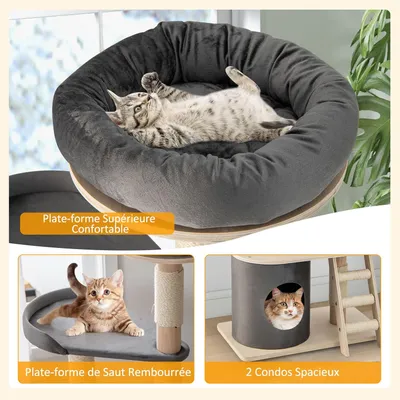 GIANTEX Arbre à Chats 161CM - Colonnes à Gratter - Perchoir Supérieur