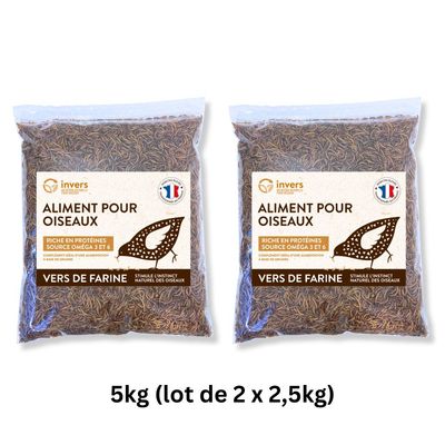 Vers de farine déshydratés - Invers 5kg (2 sacs de 2,5kg)