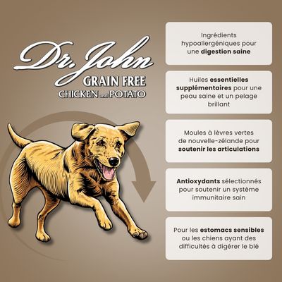 Croquettes chien adulte sans céréales – Dr John Poulet