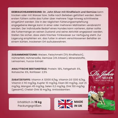 Dr John Silver – Trockenfutter mit Rind für Hunde, 2 x 15 kg Dr John Silver – Trockenfutter mit Rind für Hunde, 2 x 15 kg