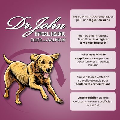 Croquettes chien adulte – Dr John Canard & Saumon