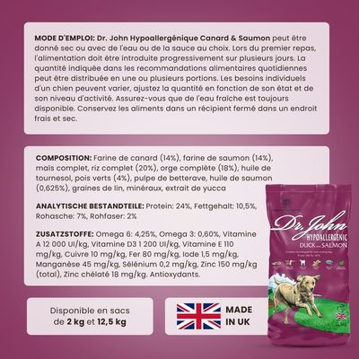 Croquettes chien adulte – Dr John Canard & Saumon