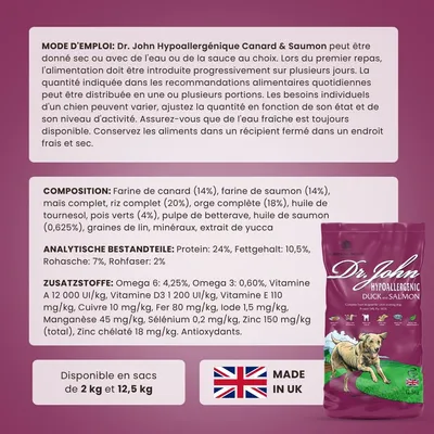 Croquettes chien adulte – Dr John Canard & Saumon